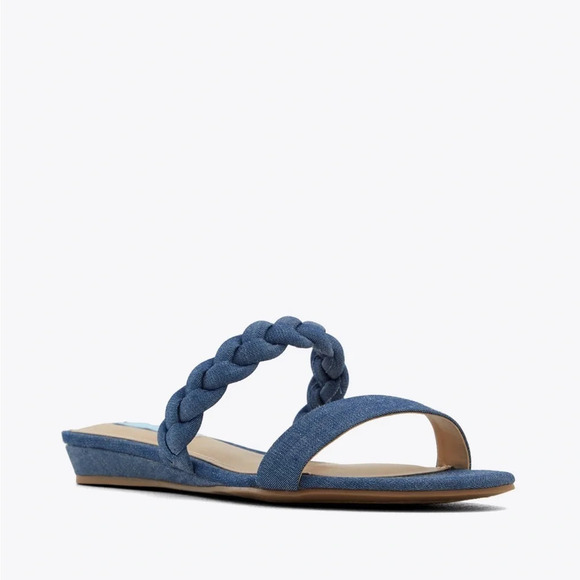 New! Draper James Ellie sandals chambray blue braided strap - Picture 4 of 11